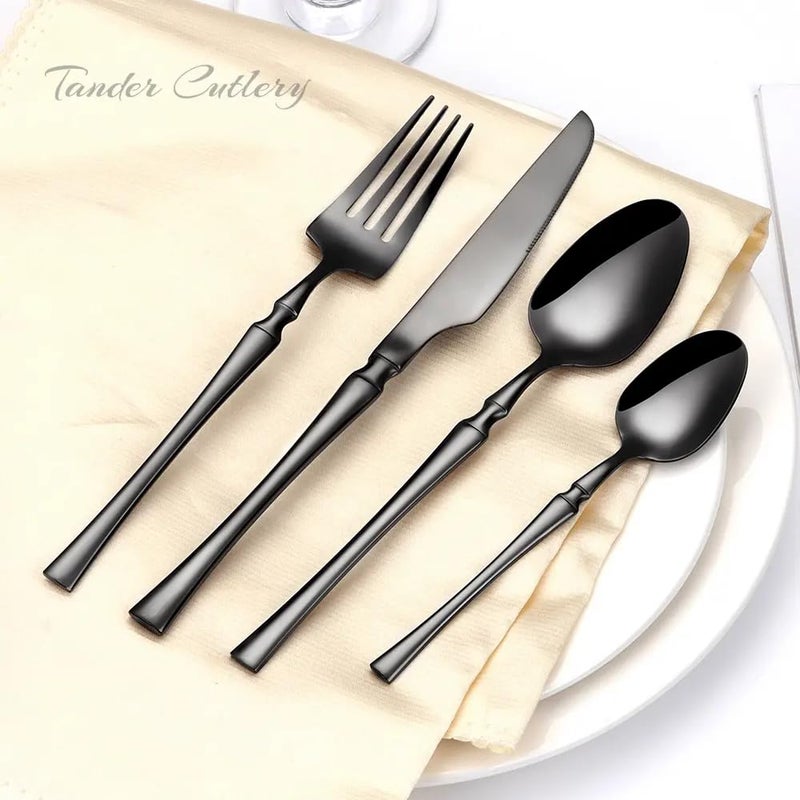 aDai Matte Black Silverware Set Satin Finish 12Piece Korean Vintage Style Flatware Set Dishwasher Safe Stainless Steel Cutlery for Home Restaurant Gifting - Image 4