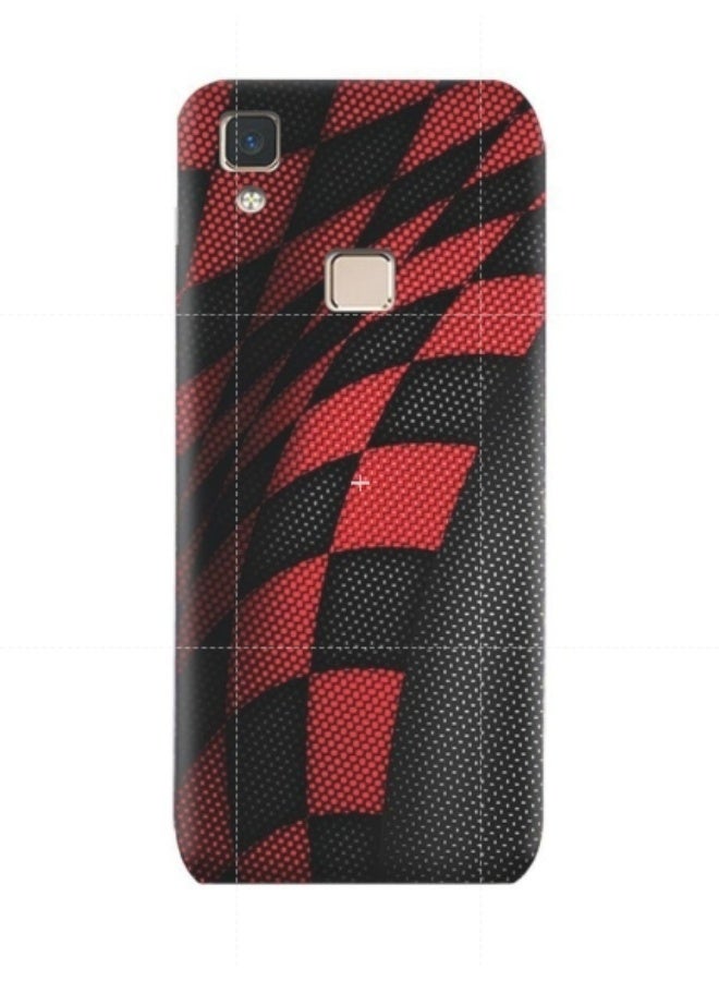 إيه إم سي ديزاين غطاء حماية من البولي يوريثان الحراري والسيليكون بنمط رياضي لهاتف Vivo V3Max أحمر وأسود