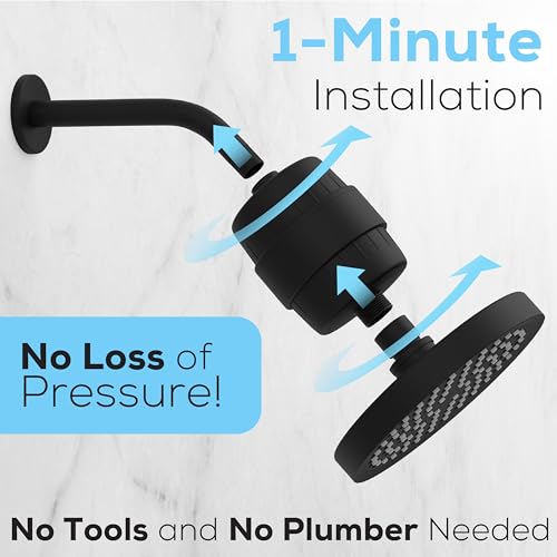 SparkPod 23 Stage Shower Head Filter for Dry Hair and Skin - High Output Universal Shower Filters to Remove Toxic Chemicals, Chlorine & Heavy Metals (Midnight Black Matte) - Image 5