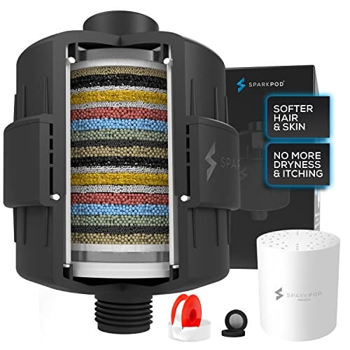 SparkPod 23 Stage Shower Head Filter for Dry Hair and Skin - High Output Universal Shower Filters to Remove Toxic Chemicals, Chlorine & Heavy Metals (Midnight Black Matte) - Image 1