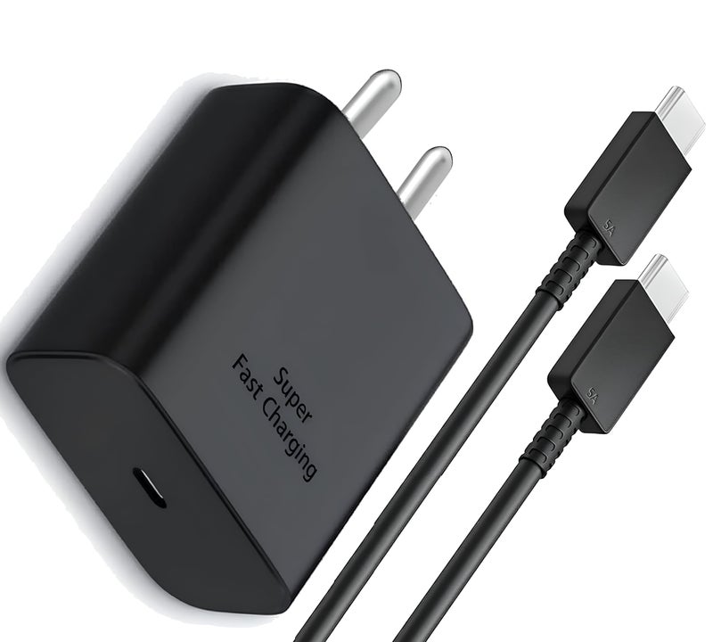 XYKOS 45W Type C Charger with C to C Cable Compatible with Samsung Galaxy Tab S10 Fe+/S10 fe/S10+/Ultra/S9 Ultra/ S8/S7/A8/A9+/S9 fe+/S9 fe/A9/S6 Lite/A7/All Tablet Support 45 w Super Fast/Black - Image 1