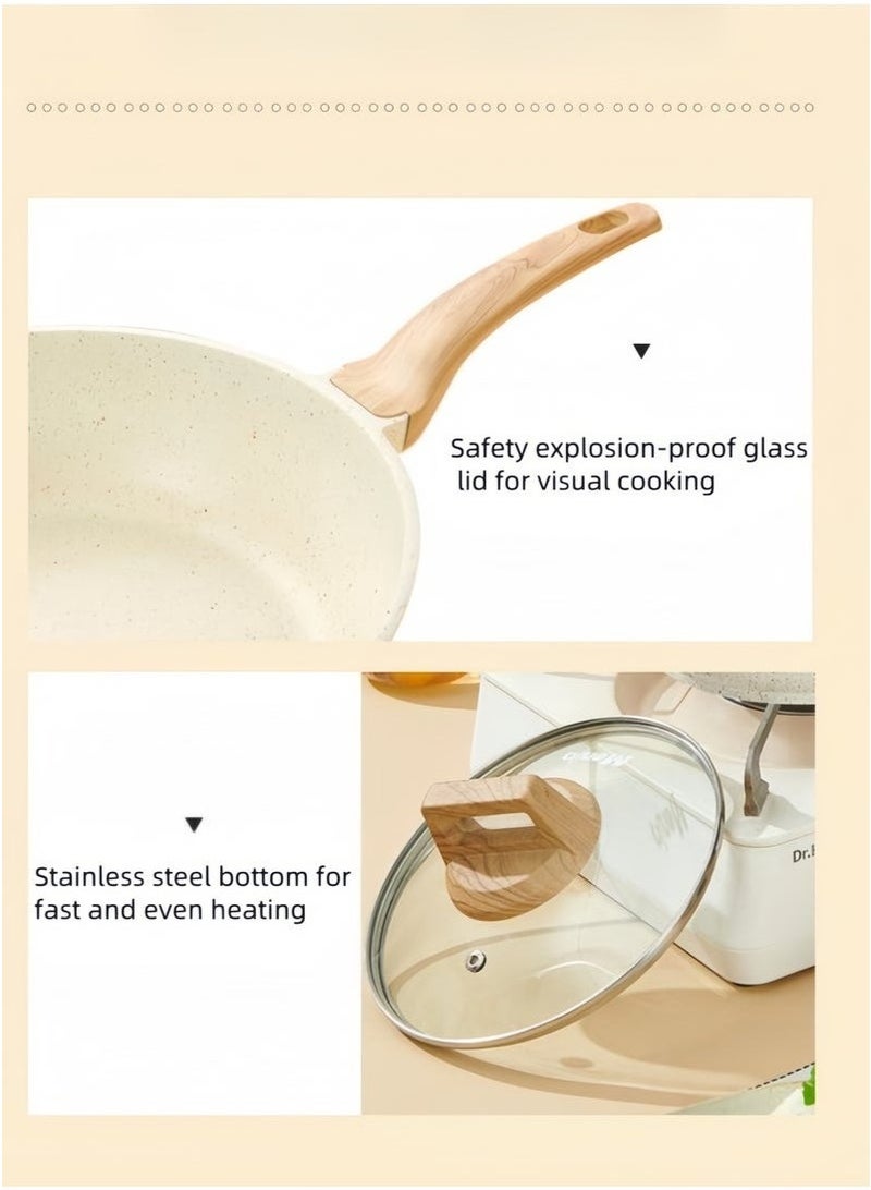 WALALLA 21-Piece Nonstick Cookware Set - White Granite Induction Compatible Pots & Pans | PFOS & PFOA Free Kitchen Set with Frying Pans, Saucepans & Lids (Dishwasher Safe) - Image 5