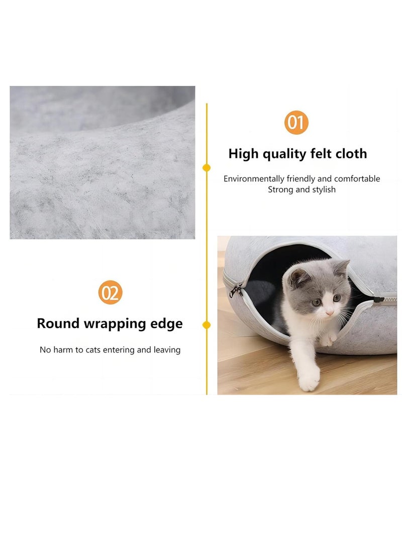 Cool Baby Coolbaby four seasons universal felt cat nest donut tunnel with detachable, washable bed warm, comfy pet sleeping spot (light gray)  - Image 2