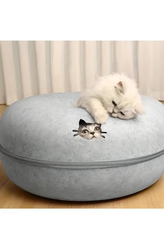 Cool Baby Coolbaby four seasons universal felt cat nest donut tunnel with detachable, washable bed warm, comfy pet sleeping spot (light gray)  - Image 5