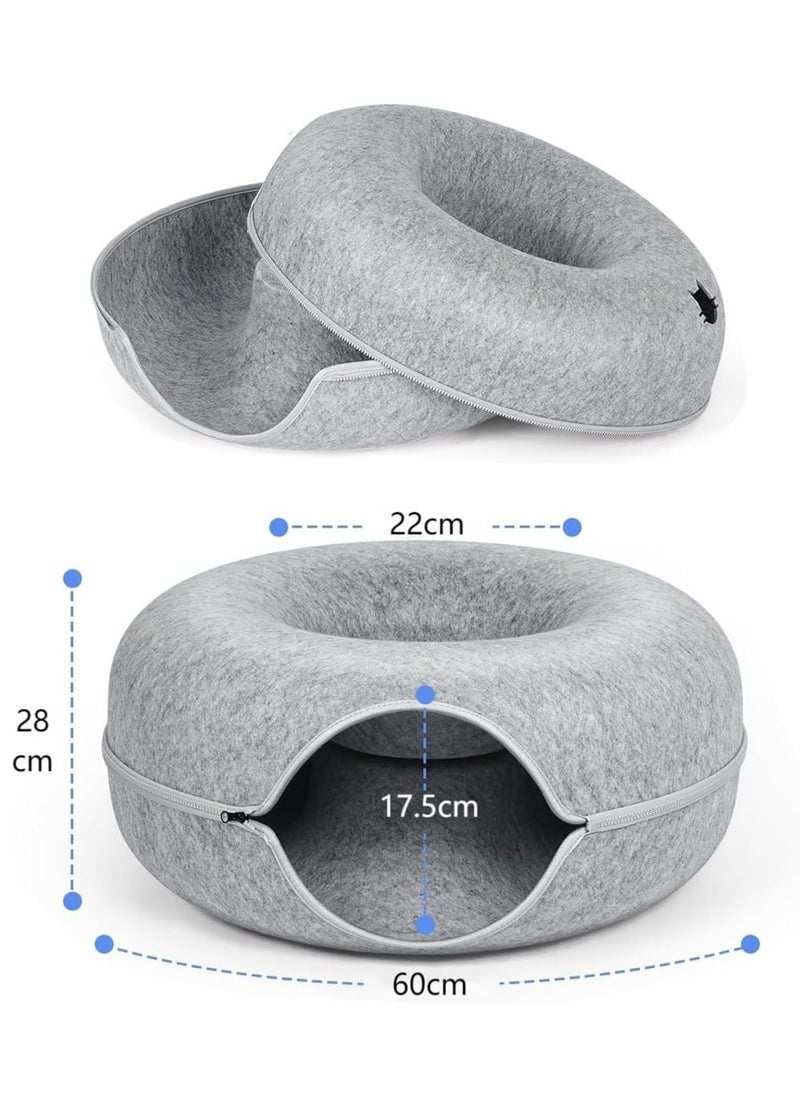 Cool Baby Coolbaby four seasons universal felt cat nest donut tunnel with detachable, washable bed warm, comfy pet sleeping spot (light gray)  - Image 4