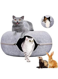 Cool Baby Coolbaby four seasons universal felt cat nest donut tunnel with detachable, washable bed warm, comfy pet sleeping spot (light gray)  - Image 1