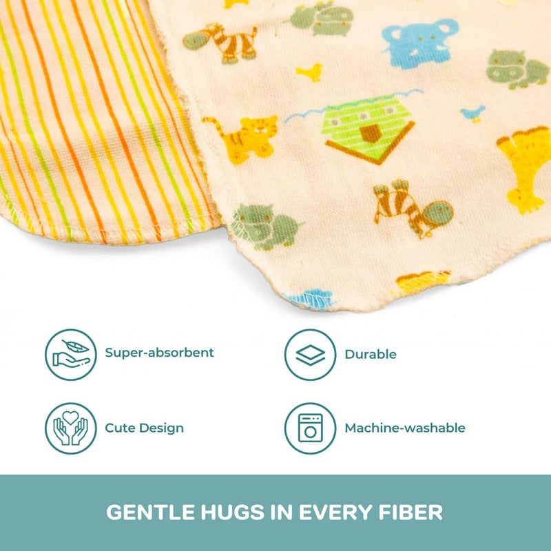 Spasilk Hooded Bath Towel and Washcloths Set for Newborns, 1 Soft Terry Baby Towel and 3 Baby Washcloths, Baby Essentials, Ideal, One Size, Yellow Ark - Image 4