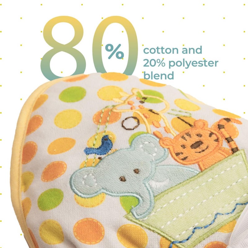 Spasilk Hooded Bath Towel and Washcloths Set for Newborns, 1 Soft Terry Baby Towel and 3 Baby Washcloths, Baby Essentials, Ideal, One Size, Yellow Ark - Image 3