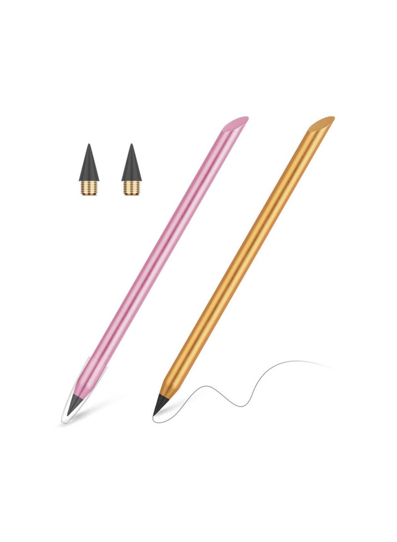 KASTWAVE Metal Inkless Pencil, Infinity Pencil, Reusable Everlasting Pencil, Replaceable Nib Pencil, Erasable Pen, with 2 Replaceable Nib for Writing Drawing Students Home Office School Supplies (2PCS) - Image 1