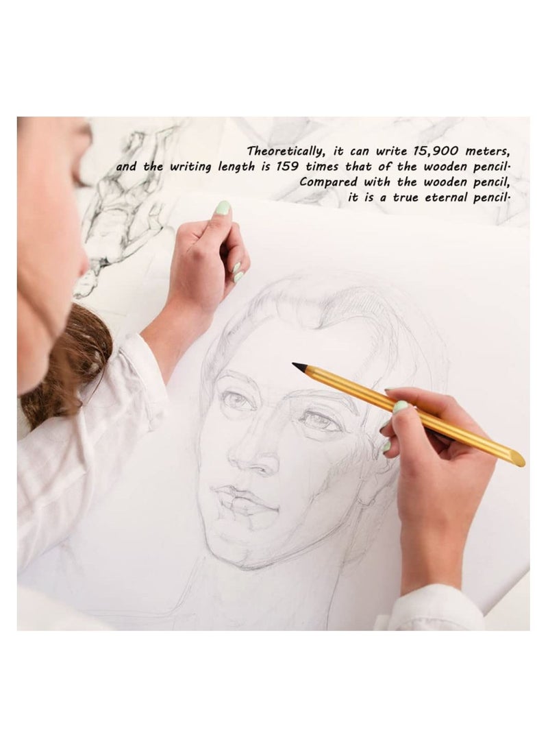 KASTWAVE Metal Inkless Pencil, Infinity Pencil, Reusable Everlasting Pencil, Replaceable Nib Pencil, Erasable Pen, with 2 Replaceable Nib for Writing Drawing Students Home Office School Supplies (2PCS) - Image 3