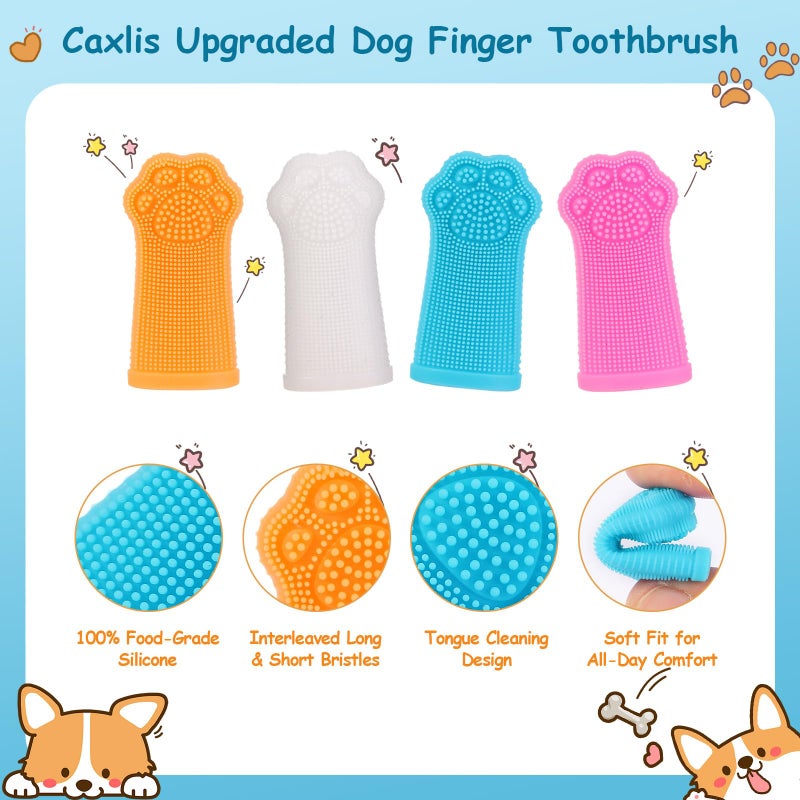 Caxlis 4-Pack Silicone Dog Finger Toothbrush, 360Â° Dog Tooth Brushing Kit, High-Efficiency Teeth Cleaning, Pet-Friendly Finger Toothbrush, Complimentary Travel Case - Image 3