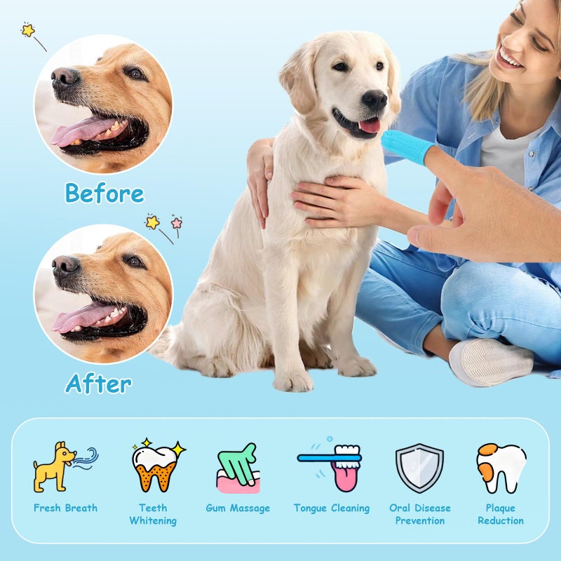 Caxlis 4-Pack Silicone Dog Finger Toothbrush, 360Â° Dog Tooth Brushing Kit, High-Efficiency Teeth Cleaning, Pet-Friendly Finger Toothbrush, Complimentary Travel Case - Image 2