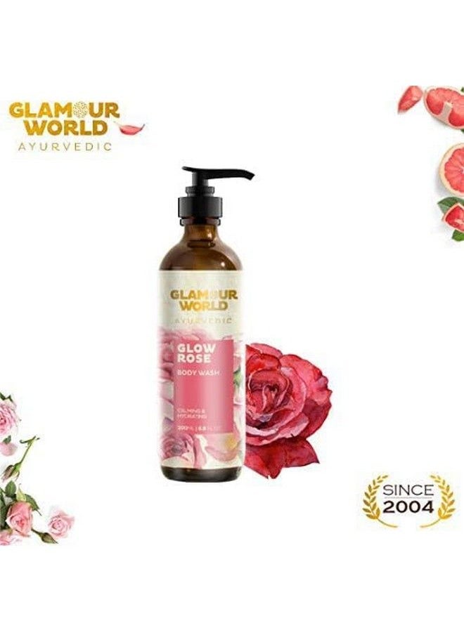 GLAMOUR WORLD - Ayurvedic Glow Rose Body Wash; An Antimicrobial Gentle Body Wash That Cleanses Skin Keeping It Hydrated Soft And Refreshed; Enriched With Aloe Vera ; Rose - Image 1