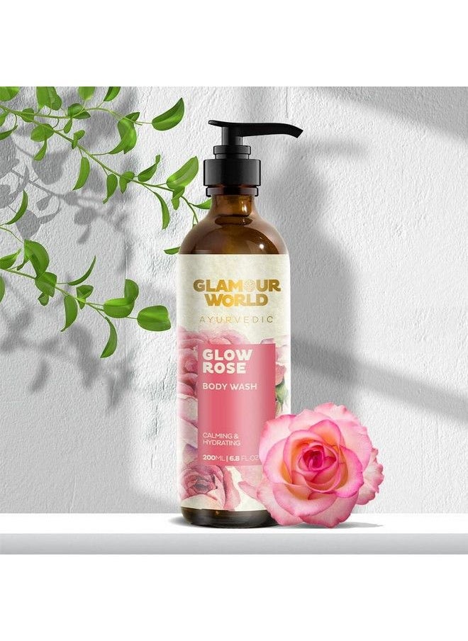 GLAMOUR WORLD - Ayurvedic Glow Rose Body Wash; An Antimicrobial Gentle Body Wash That Cleanses Skin Keeping It Hydrated Soft And Refreshed; Enriched With Aloe Vera ; Rose - Image 1