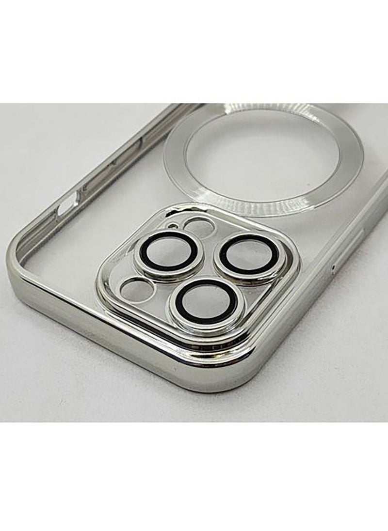 Generic - IPhone 14 Pro (6.1 Inch) MagSafe Case With Colored Sides & Camera Protection - Clear / Silver - Image 1
