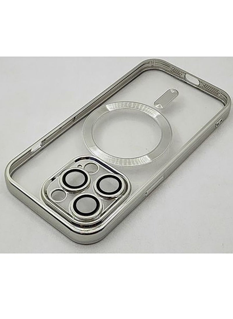 Generic - IPhone 14 Pro (6.1 Inch) MagSafe Case With Colored Sides & Camera Protection - Clear / Silver - Image 1