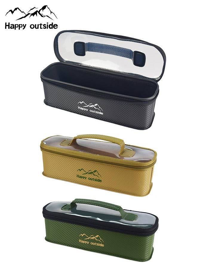 سعيد خارج مجموعة 3 قطع من حقائب التخزين القابلة للطي (2 لتر، غطاء شفاف) | منظف مقاوم للماء للأدوات والمكياج والتوابل | أسود كامل، أخضر، رملي - Image 1