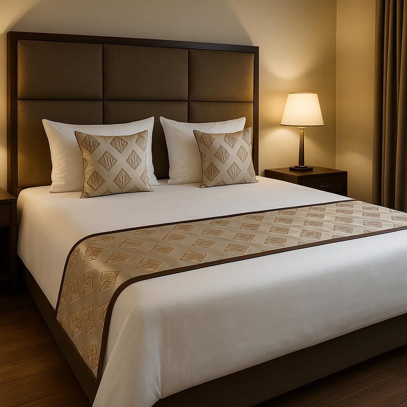 Décor Bed Runner Set with 2 Cushion Covers (16x16) – Hotel-Style, Colorfast & Machine-Washable – Fits Queen/King – Chocolate Brown (Solid)