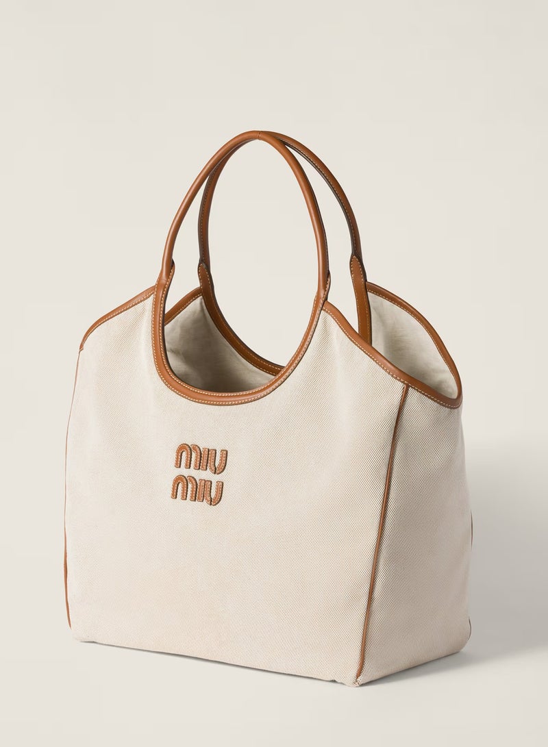 مياو مياو حقيبة توت MIU IVY، حقيبة يد نسائية، حقيبة هوبو نسائية، حقيبة كتف نسائية، حقيبة كروس نسائية، حقيبة سفر نسائية، أبيض-بني - Image 1