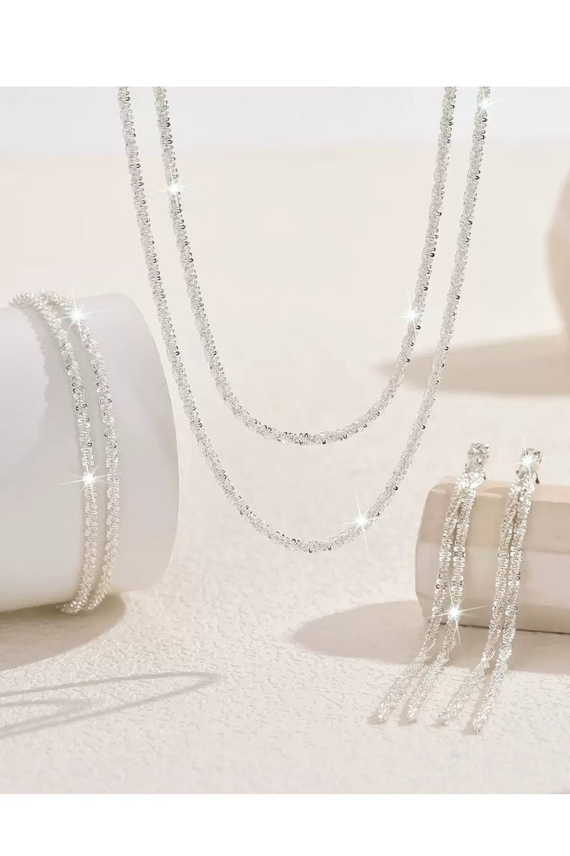 أوليس فيرس  مجموعة مجوهرات من الفضة الإسترليني 925 أنيقة للمظهر العروسية، مثالية كهدايا زفاف وإكسسوارات عصرية - Image 3