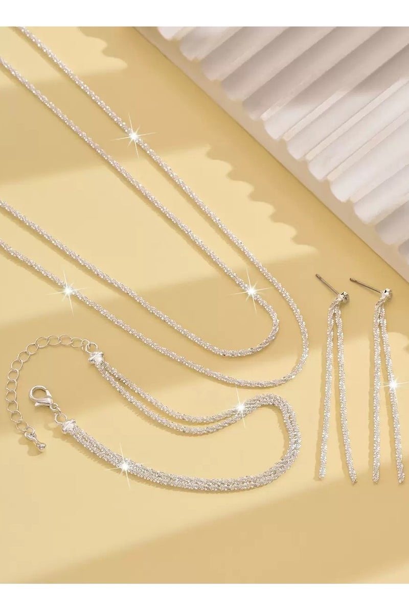 أوليس فيرس  مجموعة مجوهرات من الفضة الإسترليني 925 أنيقة للمظهر العروسية، مثالية كهدايا زفاف وإكسسوارات عصرية - Image 5