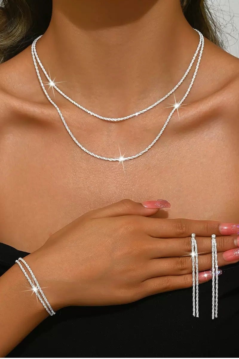 أوليس فيرس  مجموعة مجوهرات من الفضة الإسترليني 925 أنيقة للمظهر العروسية، مثالية كهدايا زفاف وإكسسوارات عصرية - Image 1