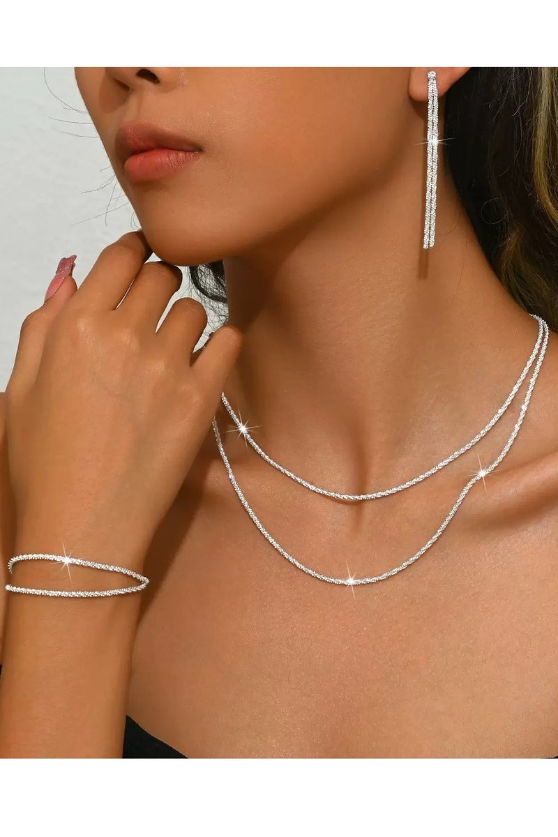 أوليس فيرس  مجموعة مجوهرات من الفضة الإسترليني 925 أنيقة للمظهر العروسية، مثالية كهدايا زفاف وإكسسوارات عصرية - Image 2