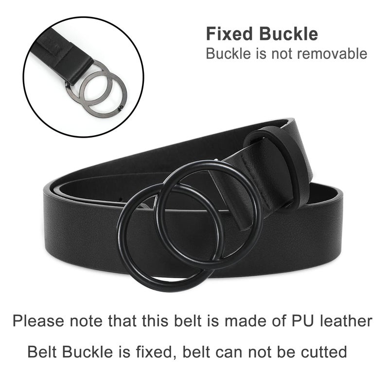 SUOSDEY Women Leather Belt Fashion Double O-Ring Soft Faux Leather Waist Belts For Jeans Dress - Image 5
