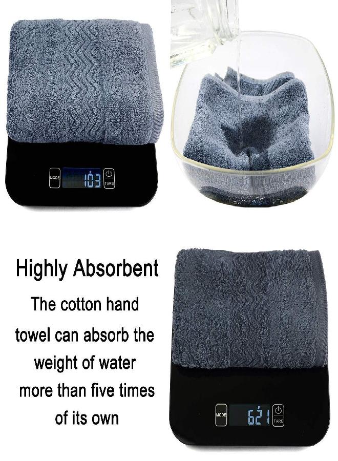 Cleanbear 100% Cotton Hand Towels, Highly Absorbent, Set of 2 (Blue-Grey), 13 x 28 Inches - Image 2