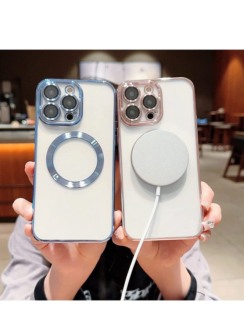 Raxoom Compatible with iPhone 14 Pro Max Case Magnetic with Full Camera Lens Protective,Electroplated Silicone Clear Shockproof Protective Case Cover 6.7 Inch (Pink) - Image 5