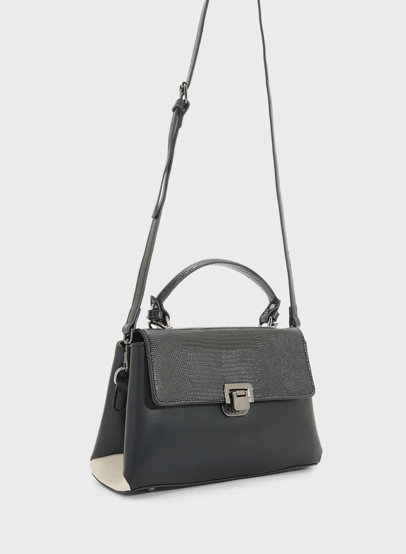 ELLA Metal Clasp Satchel Bag