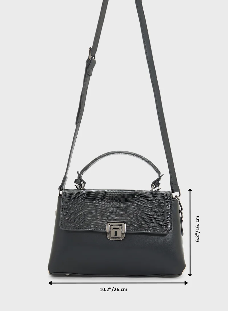 ELLA Metal Clasp Satchel Bag