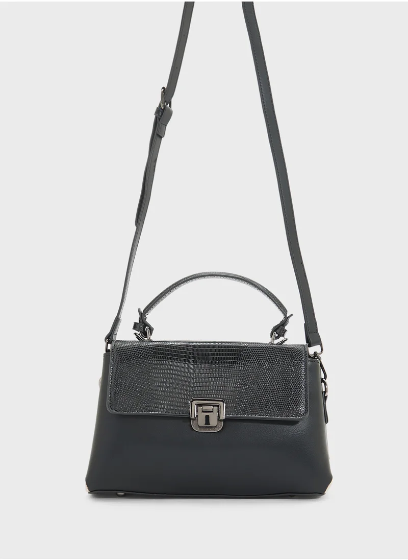ELLA Metal Clasp Satchel Bag