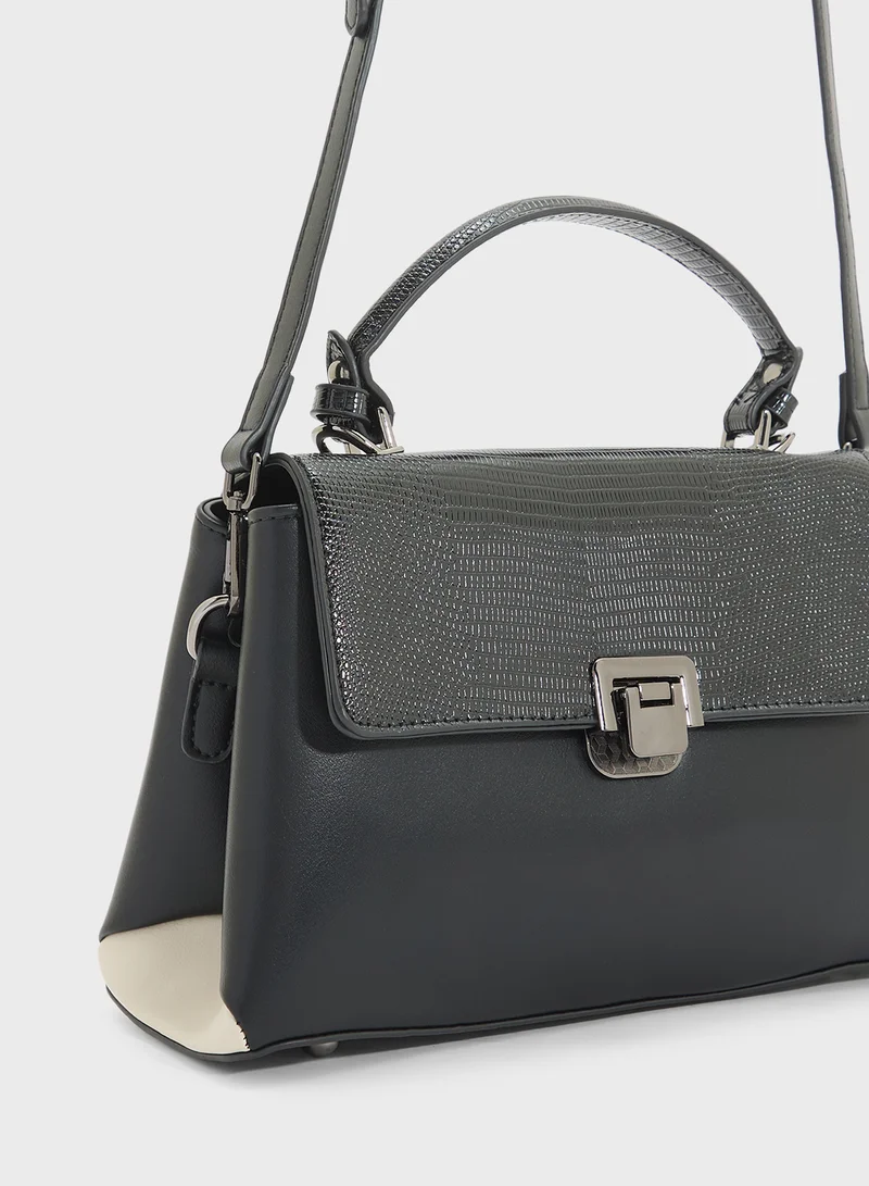 ELLA Metal Clasp Satchel Bag