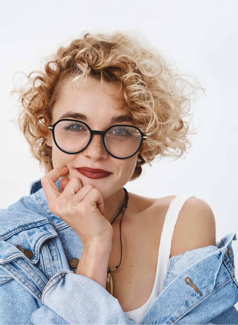 porodo ORAN Anti Blue Light Round Frame Glasses / Enhanced Visual Clarity / Scratch-Resistant Lenses / Digital Fatigue Shield / Stylish Design - Black - Image 2