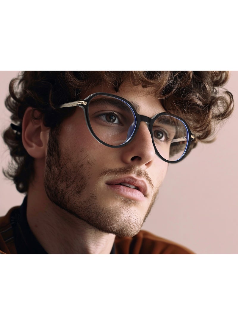 porodo ORAN Anti Blue Light Round Frame Glasses / Enhanced Visual Clarity / Scratch-Resistant Lenses / Digital Fatigue Shield / Stylish Design - Black - Image 3