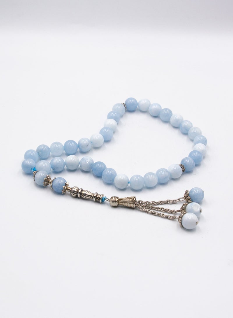 Alpine Crystals UAE Natural Crystal Aquamarine Crystals Tasbih Prayer Beads (10mm - 33 beads)  - Image 3