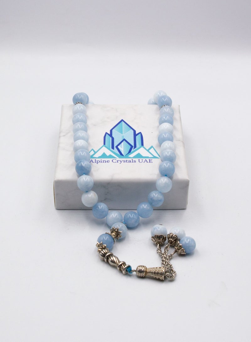 Alpine Crystals UAE Natural Crystal Aquamarine Crystals Tasbih Prayer Beads (10mm - 33 beads)  - Image 4