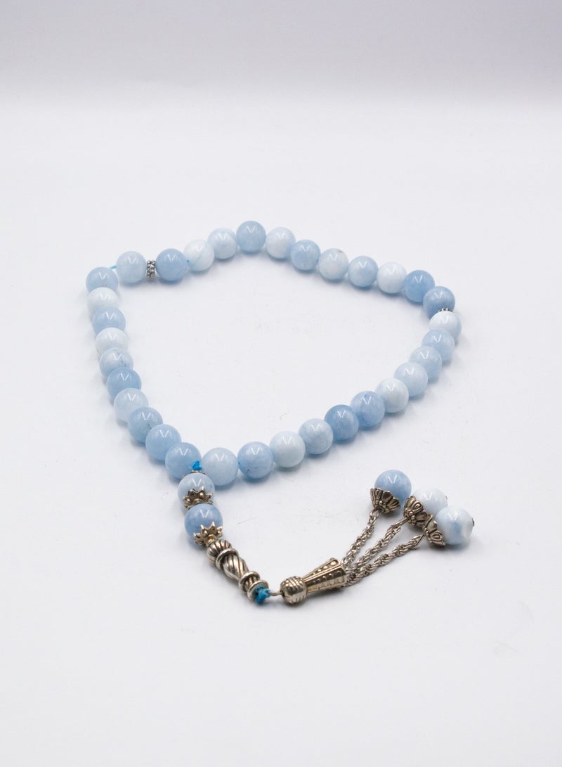 Alpine Crystals UAE Natural Crystal Aquamarine Crystals Tasbih Prayer Beads (10mm - 33 beads)  - Image 1