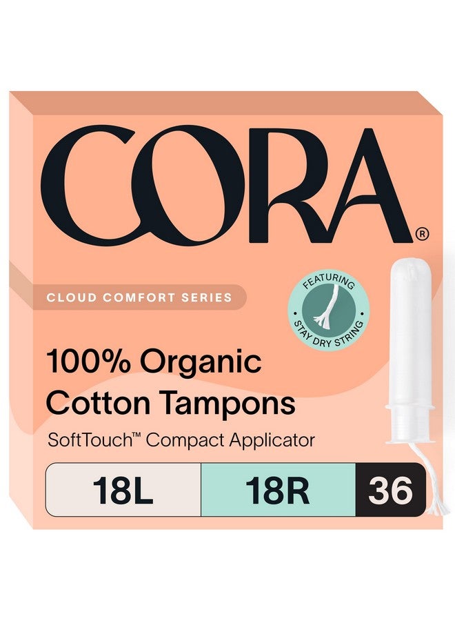 cora Cora Organic Applicator Tampon Multipack | 18 Light & 18 Regular Absorbency | 100% Organic Cotton, Unscented, BPA-Free Compact Applicator | Leak Protection | Packaging May Vary | 36 Total - Image 1