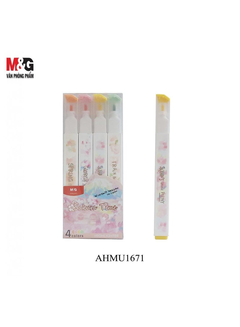 M&G - M&G Four Colour Highlighter Set, See-Through Chisel & Fine Tip, Visible Window Design for Precise Highlighting, Quick-Dry, Water-Based, Perfect for Journaling & School Supplies - Image 1