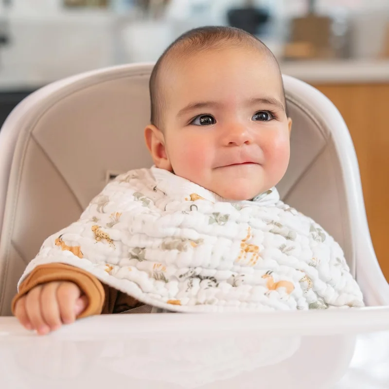 ايدن + أناي Aden + Anais Essentials Cotton Muslin Baby Burpy Bib - Giraffe Safari, One Size