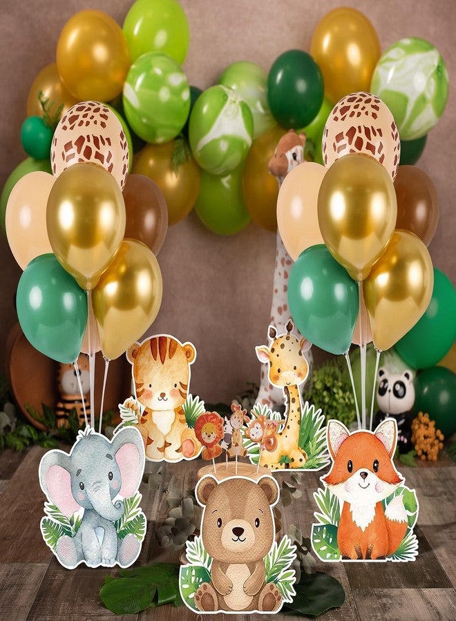 YLOLUL 12 Sets Safari Jungle Baby Shower Decorations Forest Animals Centerpieces for Tables Baby Shower Jungle Party Decorations with Balloon for Baby Shower Birthday Party Photo Props Supplies - Image 2
