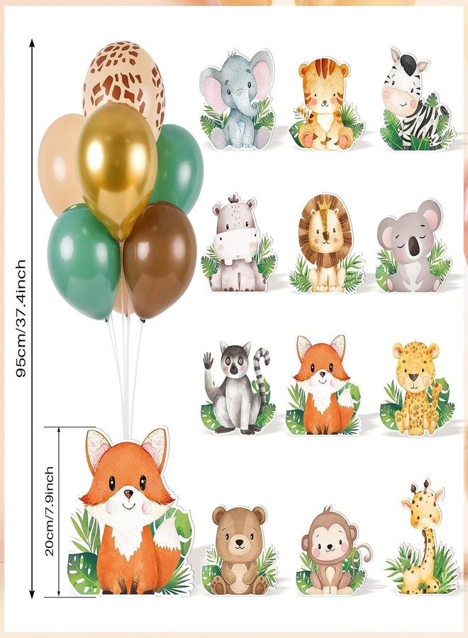 YLOLUL 12 Sets Safari Jungle Baby Shower Decorations Forest Animals Centerpieces for Tables Baby Shower Jungle Party Decorations with Balloon for Baby Shower Birthday Party Photo Props Supplies - Image 4