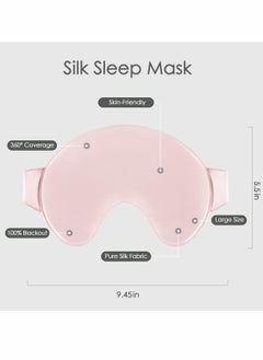 KASTWAVE Sleep Mask, 100% Silk Large Sleep Mask for Womens Girls, Natural Pure Mulberry Silk Blindfold, Lightweight Comfortable Blindfold, Cute Soft Eyes Mask with Elastic Strap (Pink)  - Image 5