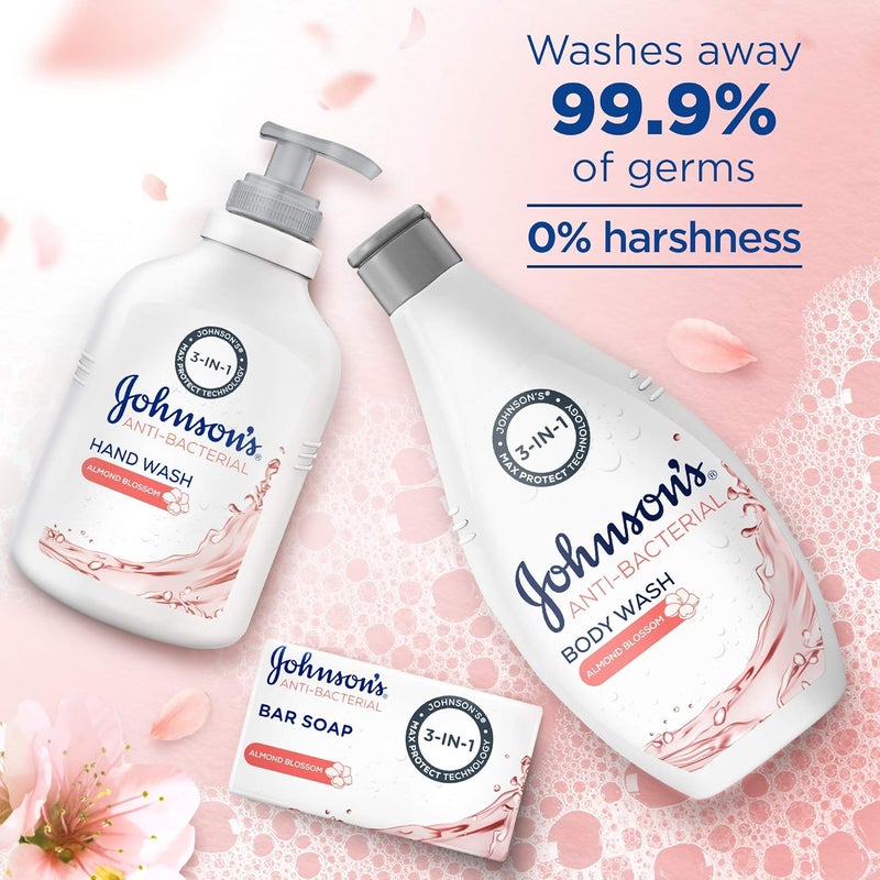 Johnson & Johnson Hand Wash, Anti-Bacterial, Almond Blossom, 12x300ml - Image 2