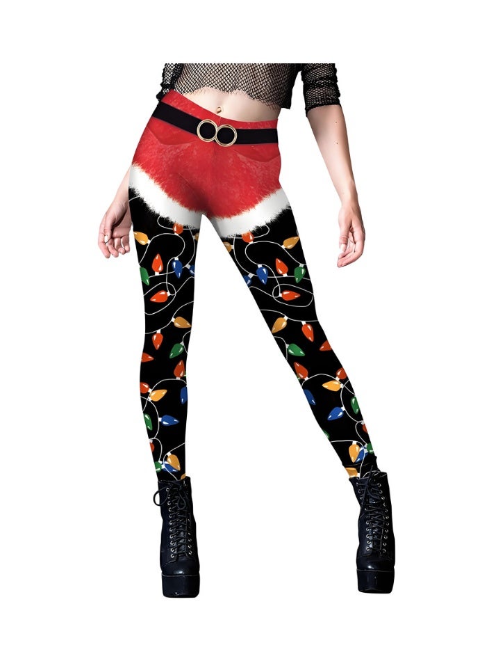 Loquat Womens Printed Christmas Leggings High Waist Xmas Tight Holiday Skinny Pants - Image 1