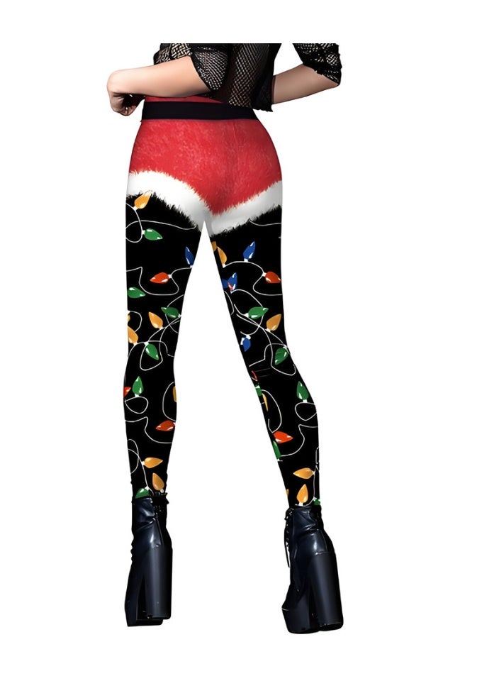 Loquat Womens Printed Christmas Leggings High Waist Xmas Tight Holiday Skinny Pants - Image 3