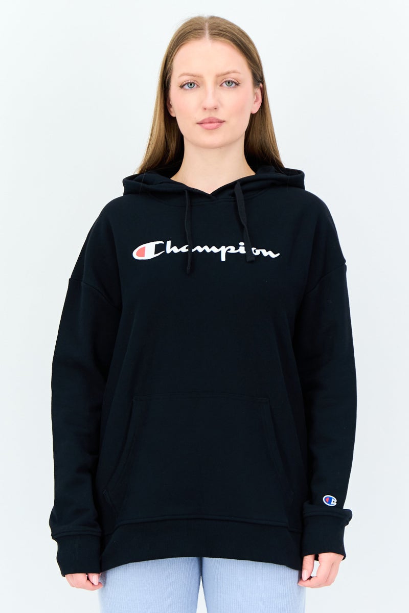 Champion ملابس رياضية نسائية بأكمام طويلة مناسبة، خارجية، هوديز، سوداء - Image 1