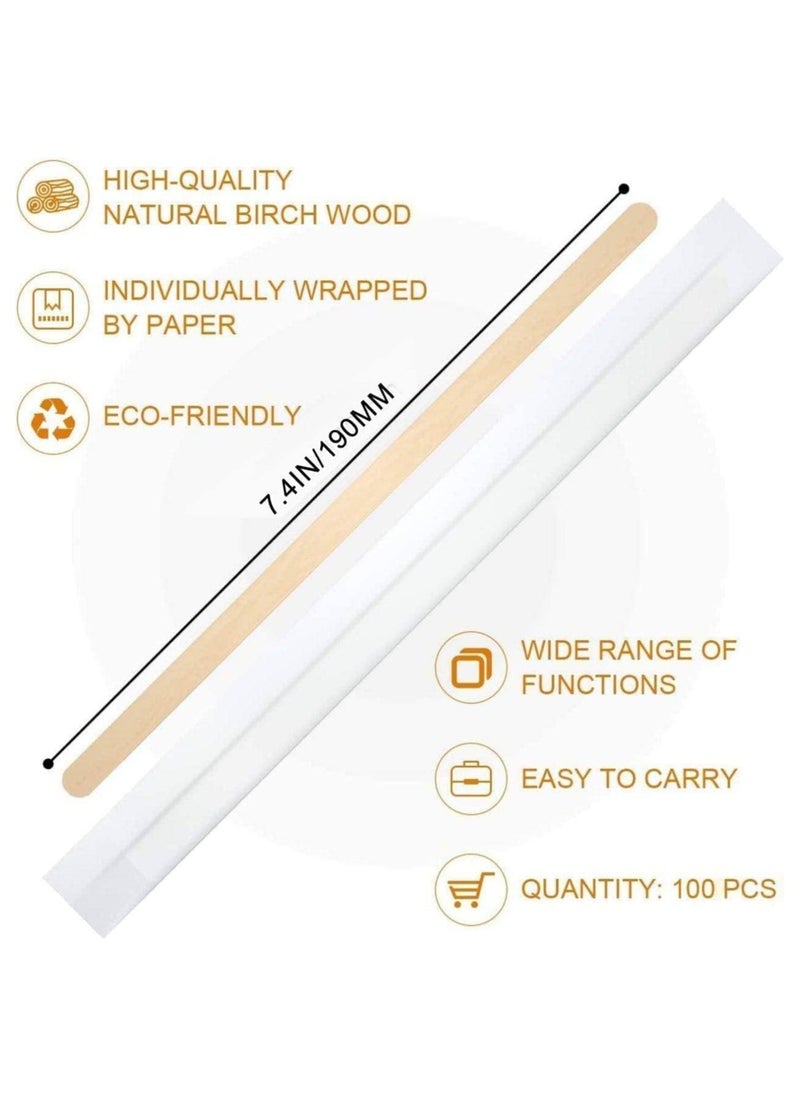MARKQ 19cm Disposable Wooden Coffee Stirrers [100 Pack] Individually Wrapped Stir Sticks for Tea, Hot Chocolate and Craft Projects  - Image 2